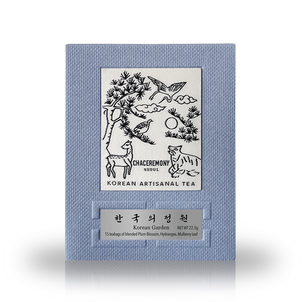 Korean Garden herbal tea box – 15 teabags, blend of plum blossom, hydrangea, and mulberry leaf